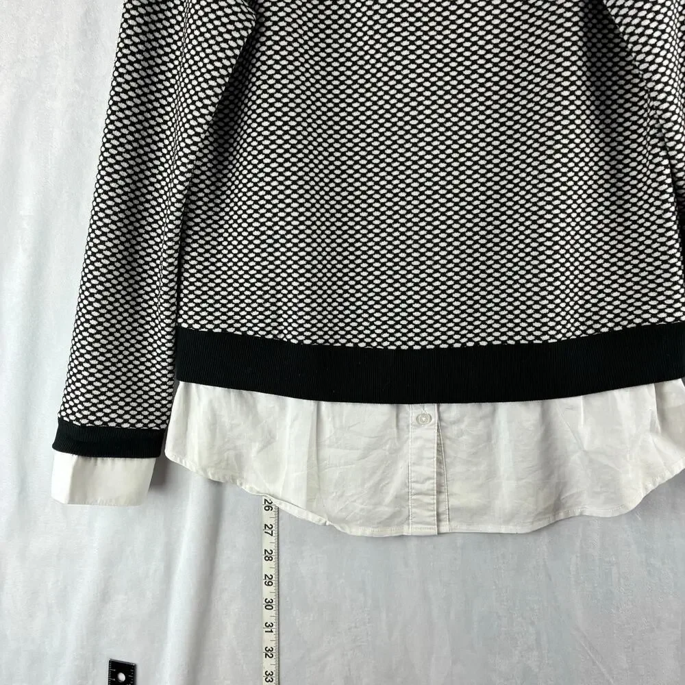 Sharagano Faux Layered Sweater Blouse Womens Measured Medium Academia Preppy